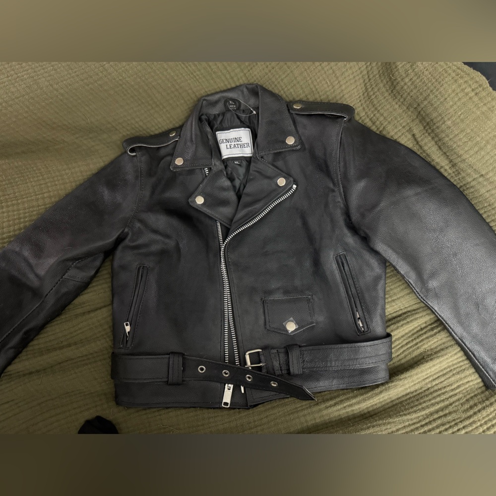 Boys leather biker jacket